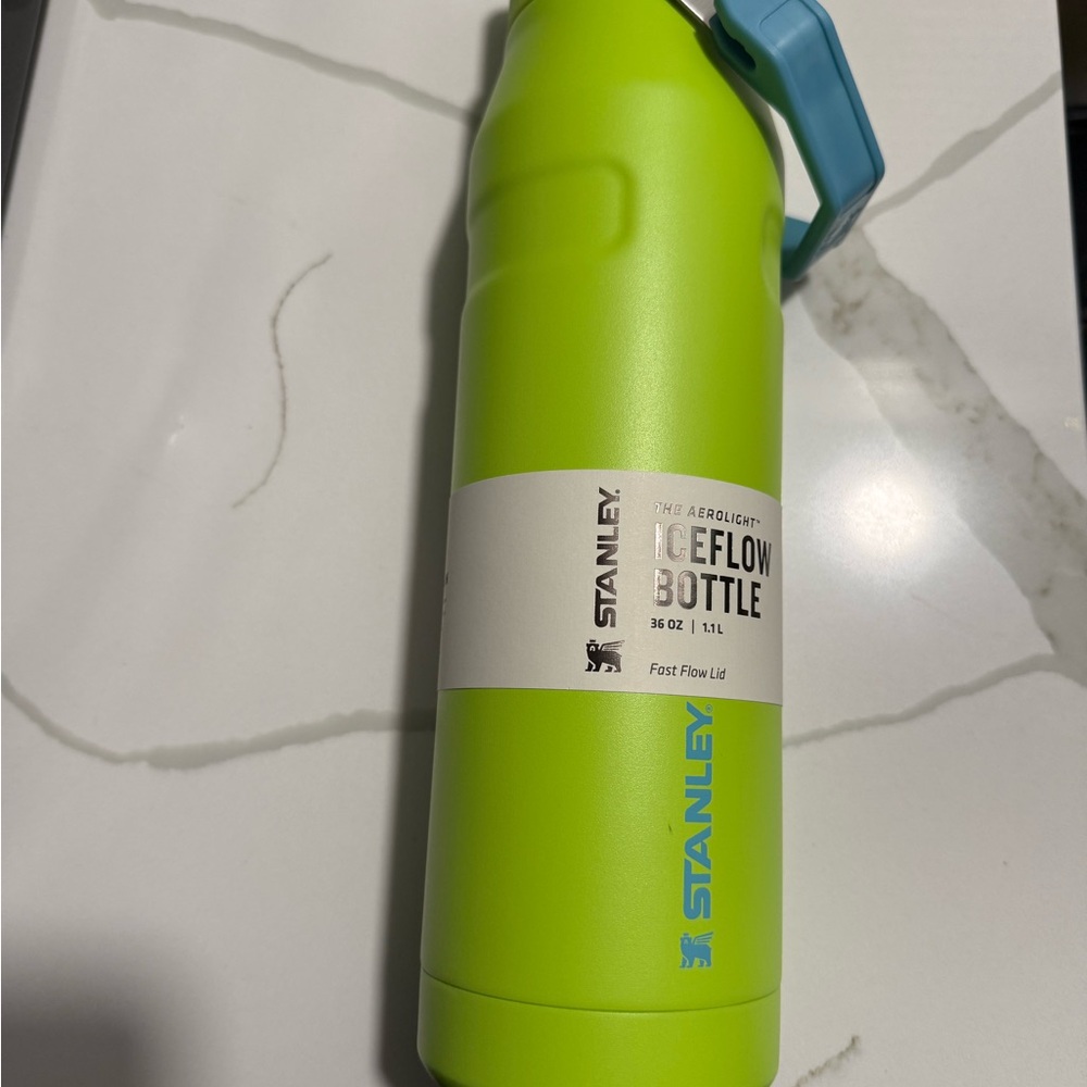 Stanley Bright Green IceFlow Bottle with Blue Logo